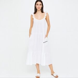 Xirena Rummer Cotton Gauze Tiered Midi Dress - Flowy Coastal Summer Resort - S